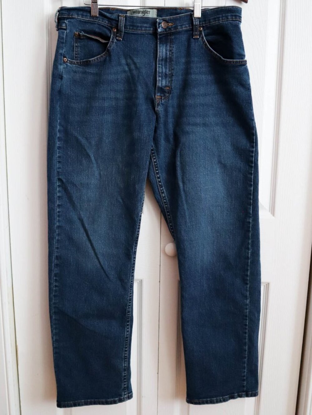 Wrangler Authentics Straight Leg Denim Jeans Light Stretch Dark Wash Sz 34x31